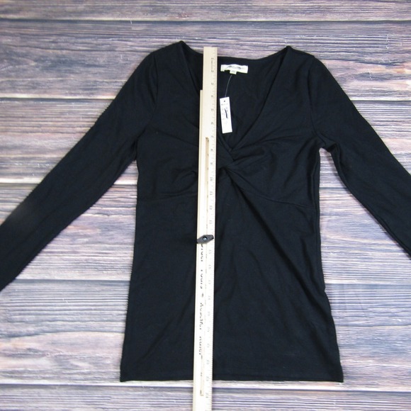 Madewell NEW NWT Womens XS Black Twist Front Long Sleeve Tee T Shirt V Neck - Picture 7 of 10